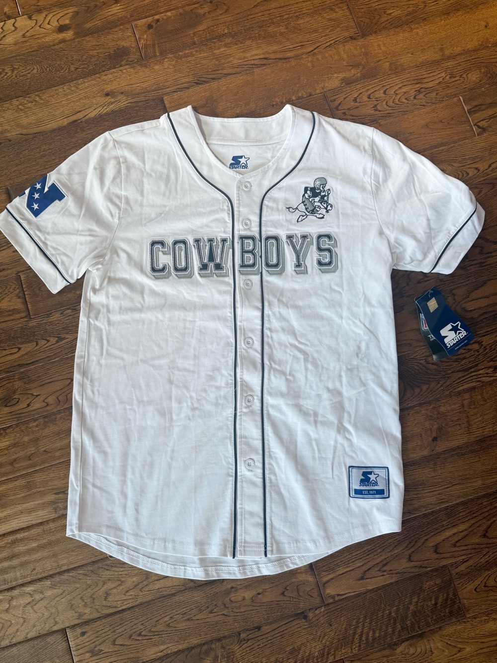 NWT NFL Starter Dallas Cowboys Baseball Jersey Men’s Medium White Button Shirt
